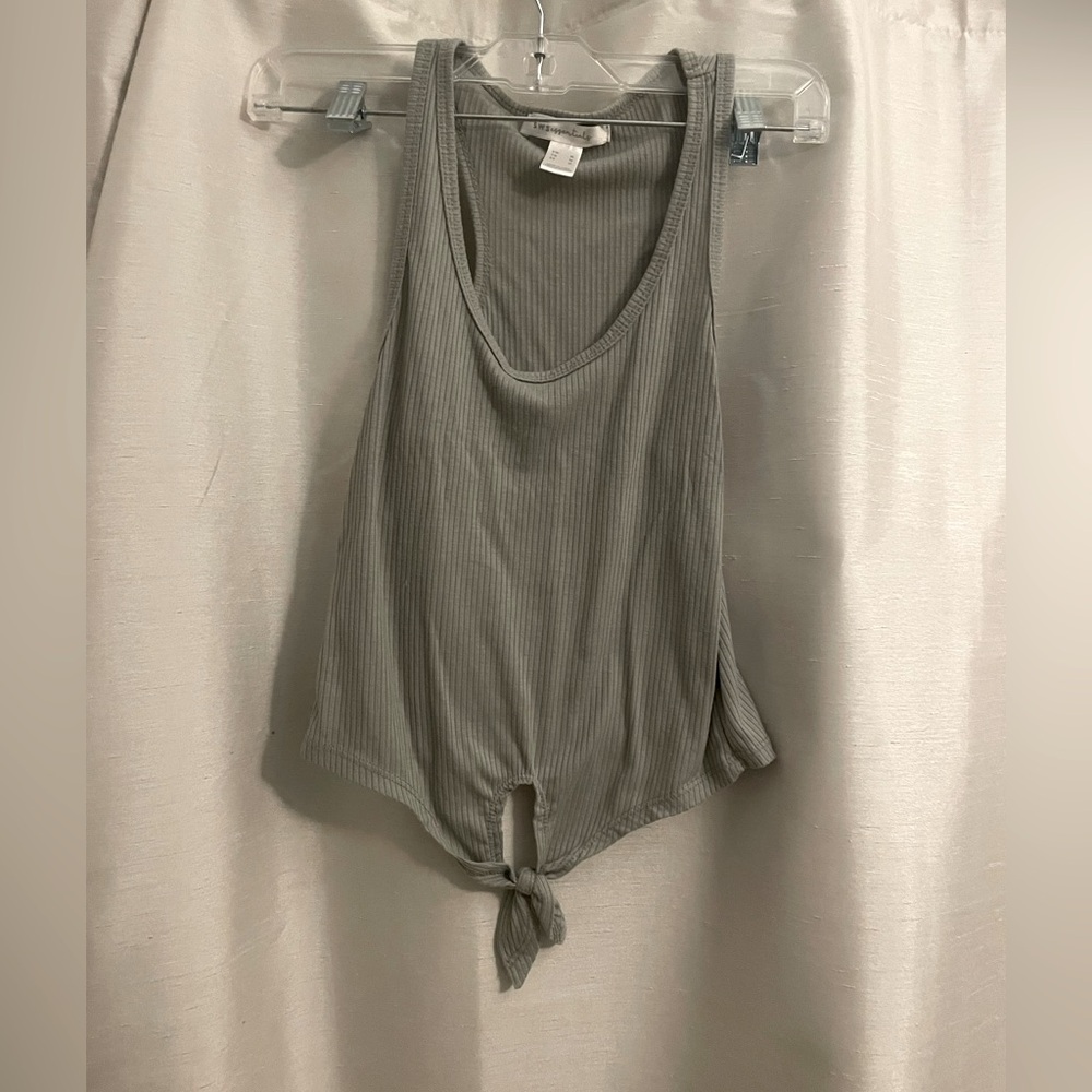 Olive Green Tie Up Cropped Tank